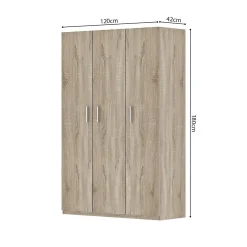 Armoire 3 portes TOM Chene sonoma Grand espace de rangement