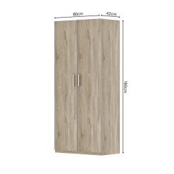 Armoire 2 portes TOM Chene sonoma Largeur 80 cm