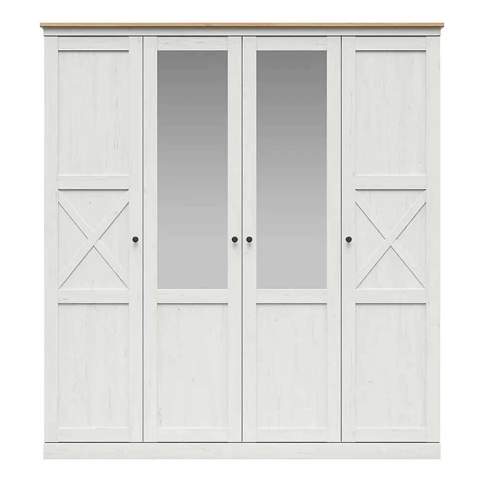 Armoire 4 portes Victoria Blanc et Bois