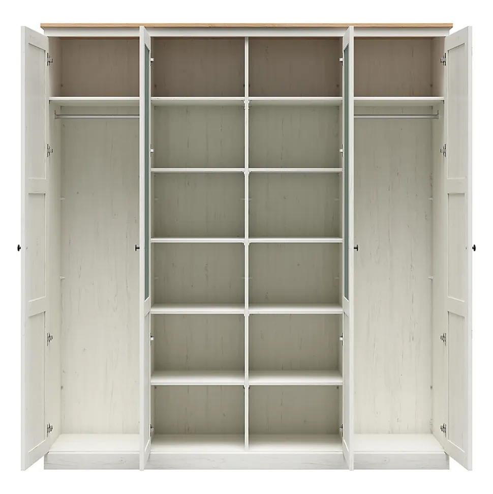 Armoire 4 portes Victoria Blanc et Bois