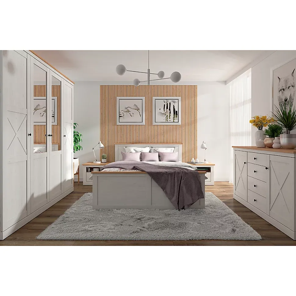 Armoire 4 portes Victoria Blanc et Bois