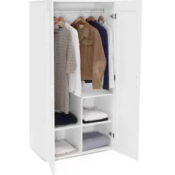 Armoire 2 portes VITO blanc penderie 80 cm avec étagères rangement maxi capacité
