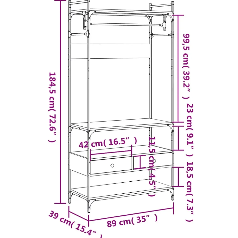 Armoire à tiroirs sonoma gris 89x39x184,5 cm bois d'ingénierie vidaXL