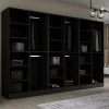 Armoire : Verre Rainuré / Graphite Noir, 300 x 200 x 51 cm