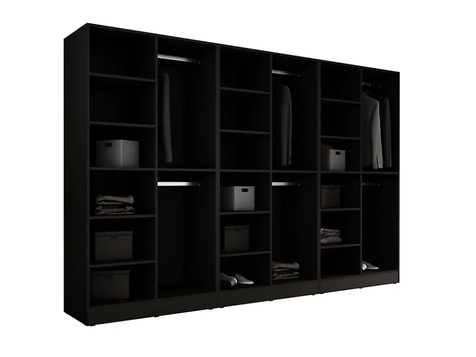 Armoire : Verre Rainuré / Graphite Noir, 300 x 200 x 51 cm