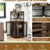 Armoire à Vin angle Style Industrielle avec étagère Réglable et Porte en Maille Meuble de Rangement Marron
