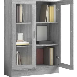 Armoire à vitrine Sonoma gris 82,5x30,5x115cm Bois d'ingénierie vidaXL