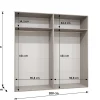 Armoire a portes battantes Piano 1 200 x H. 202 x P. 52, 4 portes