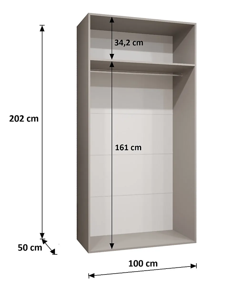 Armoire a portes battantes Piano 1 100 x H. 202 x P. 52, 2 portes