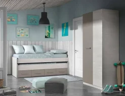 Armoire Abilene, armoire de chambre avec 2 portes, armoire avec 3 Etageres et tringle à vêtements, 90x52h200 cm, blanc et marron