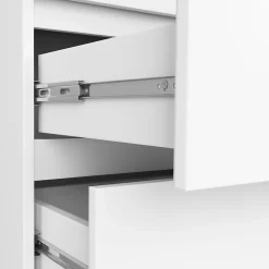 Armoire AKORD S90 avec miroir Blanche 90 cm 2 portes 2 tiroirs façade Blanche 4 étagères 90x51x180 cm