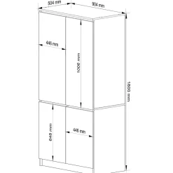 Armoire AKORD S90 Chêne Artisan 90 cm 4 portes façade Chêne Artisan 4 étagères 90x51x180 cm