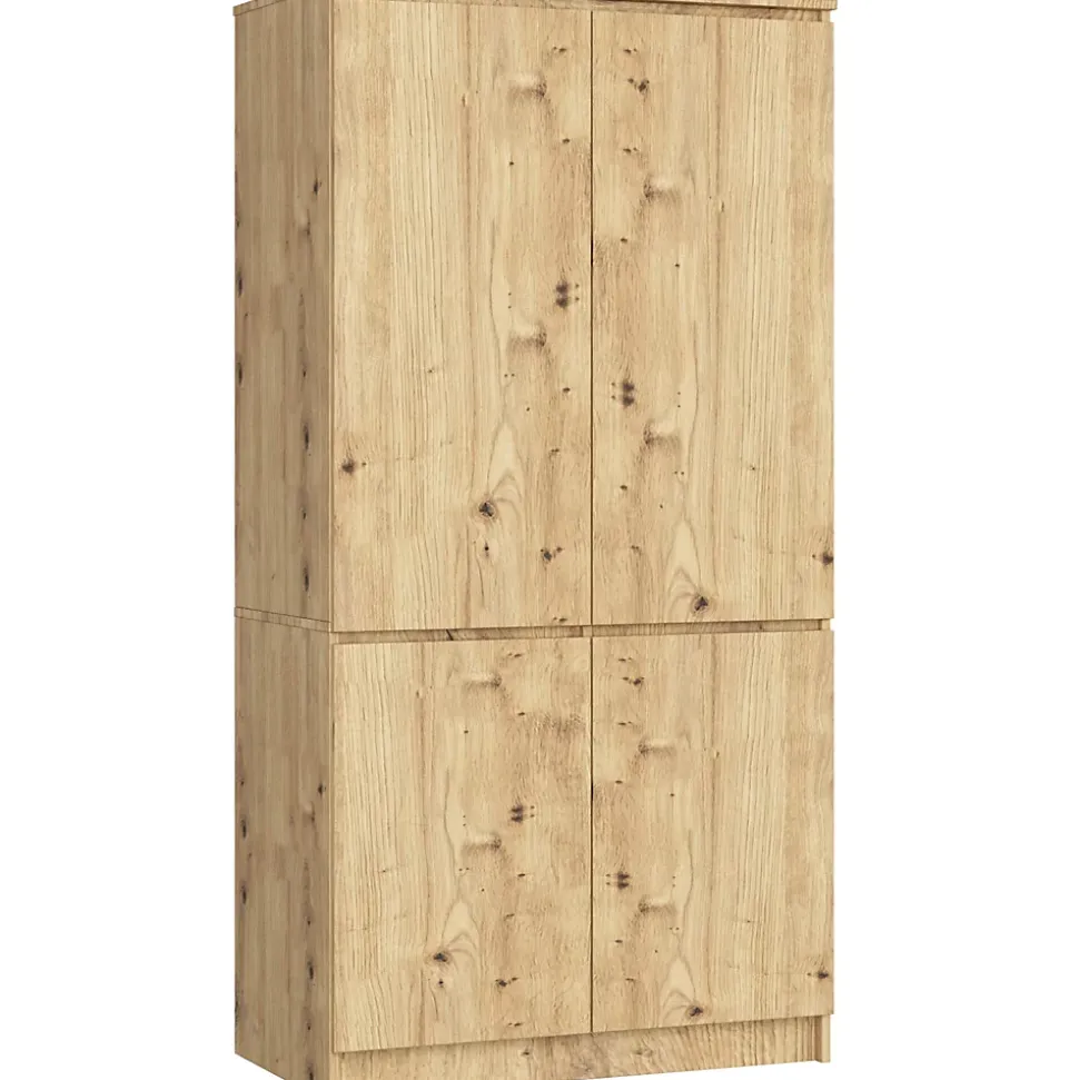 Armoire AKORD S90 Chêne Artisan 90 cm 4 portes façade Chêne Artisan 4 étagères 90x51x180 cm