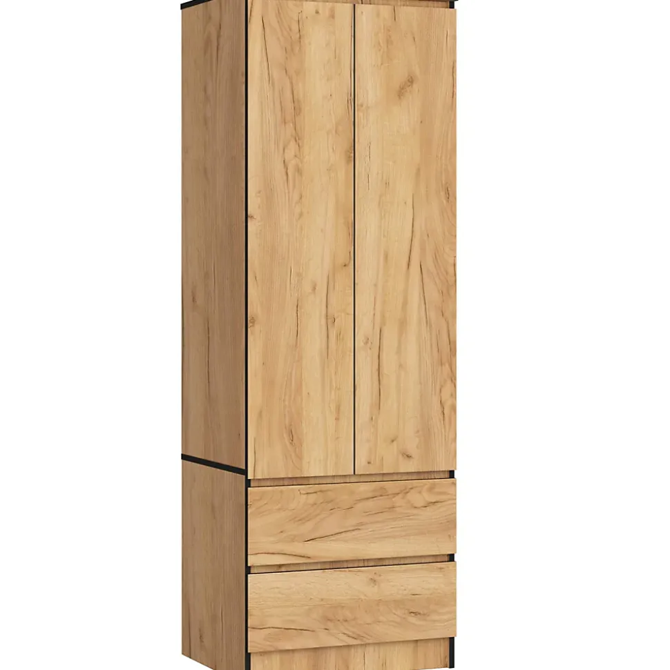 Armoire AKORD S60 Chêne Craft 60 cm 2 portes 2 tiroirs 1 étagère 60x51x180 cm