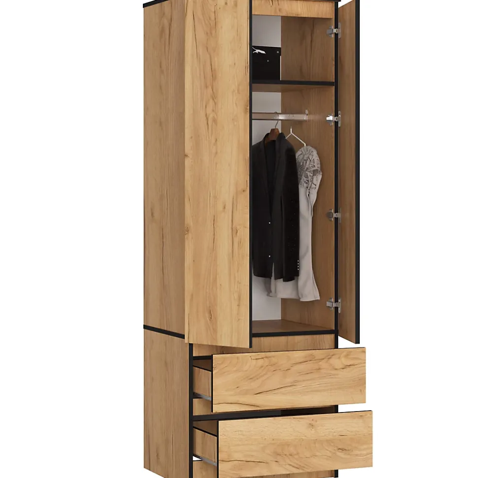 Armoire AKORD S60 Chêne Craft 60 cm 2 portes 2 tiroirs 1 étagère 60x51x180 cm