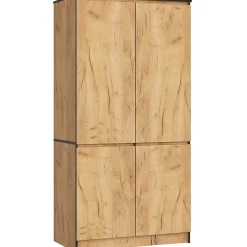 Armoire AKORD S90 Chêne Craft 90 cm 4 portes façade Chêne Craft 4 étagères 90x51x180 cm