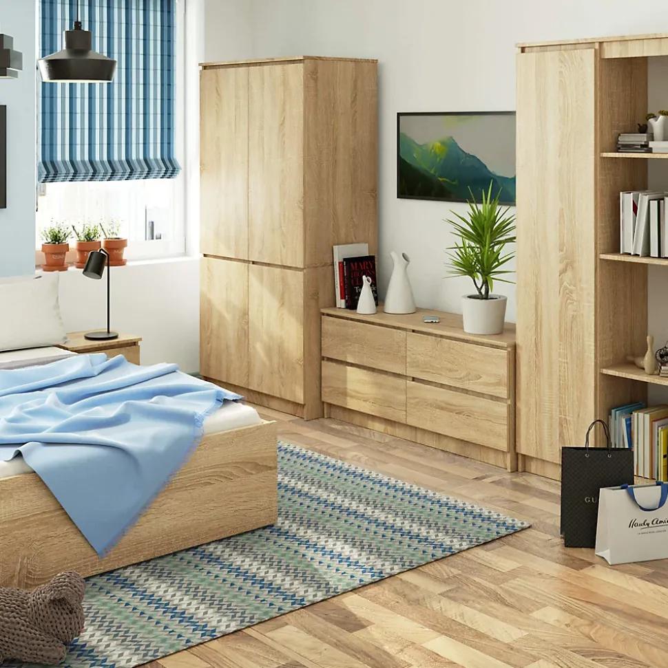 Armoire AKORD S90 Chêne Sonoma 90 cm 4 portes façade Chêne Sonoma 4 étagères 90x51x180 cm