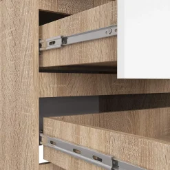 Armoire AKORD S60 Chêne Sonoma 60 cm 2 portes 2 tiroirs façade Blanche 1 étagère 60x51x180 cm