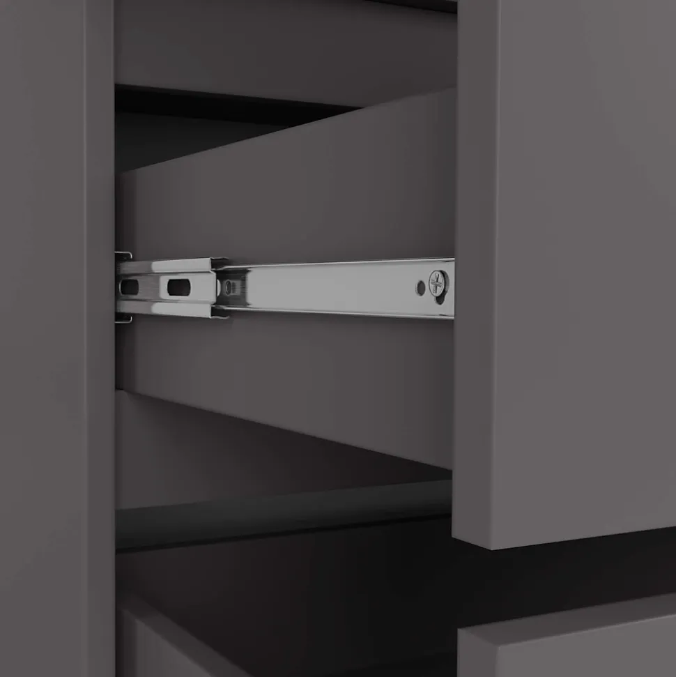 Armoire AKORD S90 Gris Graphite 90 cm 2 portes 2 tiroirs façade Gris Graphite 4 étagères 90x51x180 cm