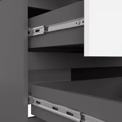 Armoire AKORD S60 Gris Graphite 60 cm 2 portes 2 tiroirs façade Blanche 1 étagère 60x51x180 cm