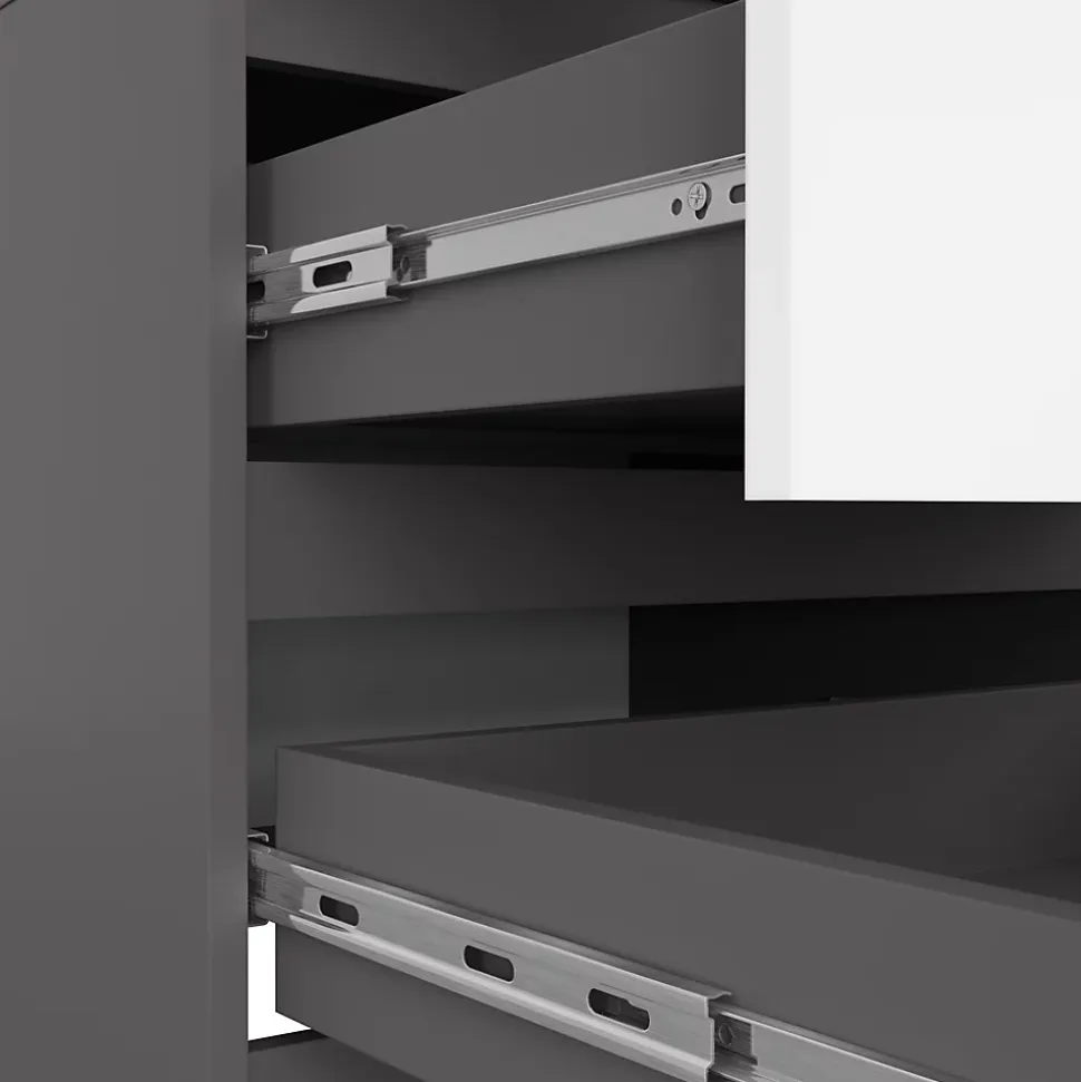 Armoire AKORD S60 Gris Graphite 60 cm 2 portes 2 tiroirs façade Blanche 1 étagère 60x51x180 cm