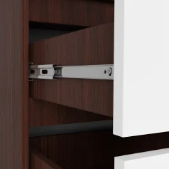 Armoire AKORD S90 Wengé 90 cm 2 portes 2 tiroirs façade Blanche 4 étagères 90x51x180 cm