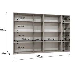 Armoire Alicante 3 a portes battantes H. 202 x L.300 x P. 52, 6 portes