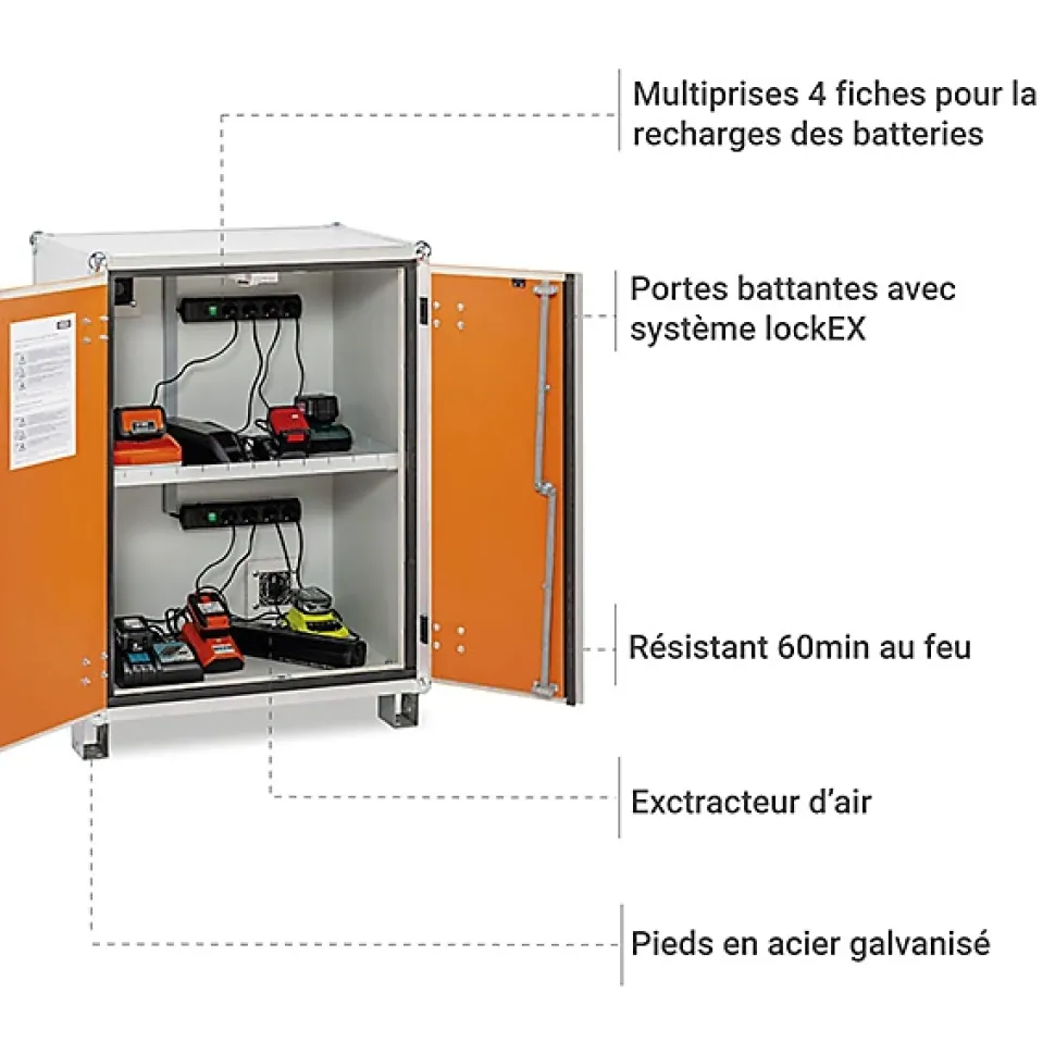 Armoire antifeu batteries - Avec pieds - 11903