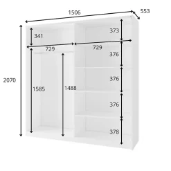 Armoire ARSALA 150 cm en chene artisan 2 portes coulissantes