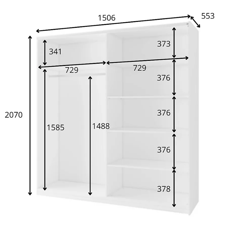 Armoire ARSALA 150 cm en chene artisan 2 portes coulissantes