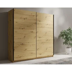 Armoire ARSALA 150 cm en chene artisan 2 portes coulissantes