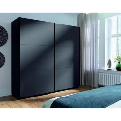 Armoire ARSALA 150 cm en gris graphite 2 portes coulissantes