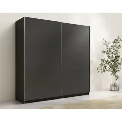 Armoire ARSALA 150 cm en gris graphite 2 portes coulissantes