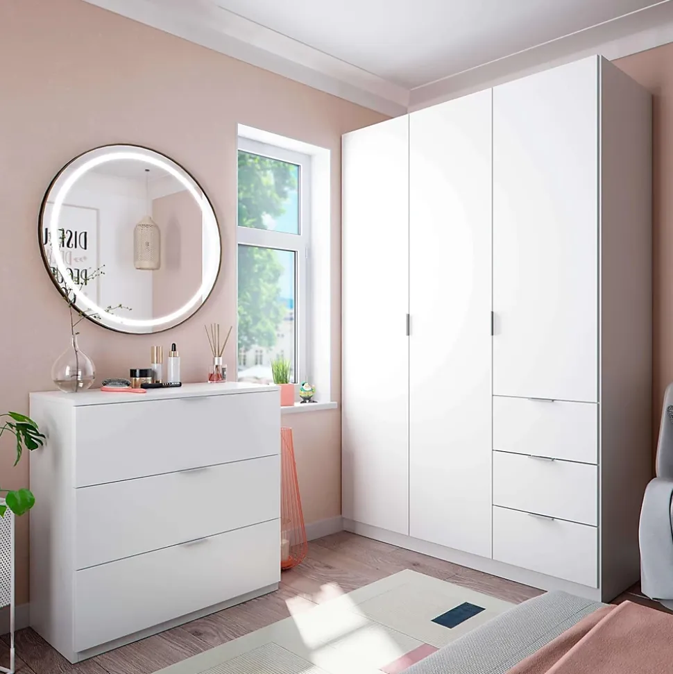 Armoire avec 3 portes coloris blanc - 200 x 135 x 52 cm