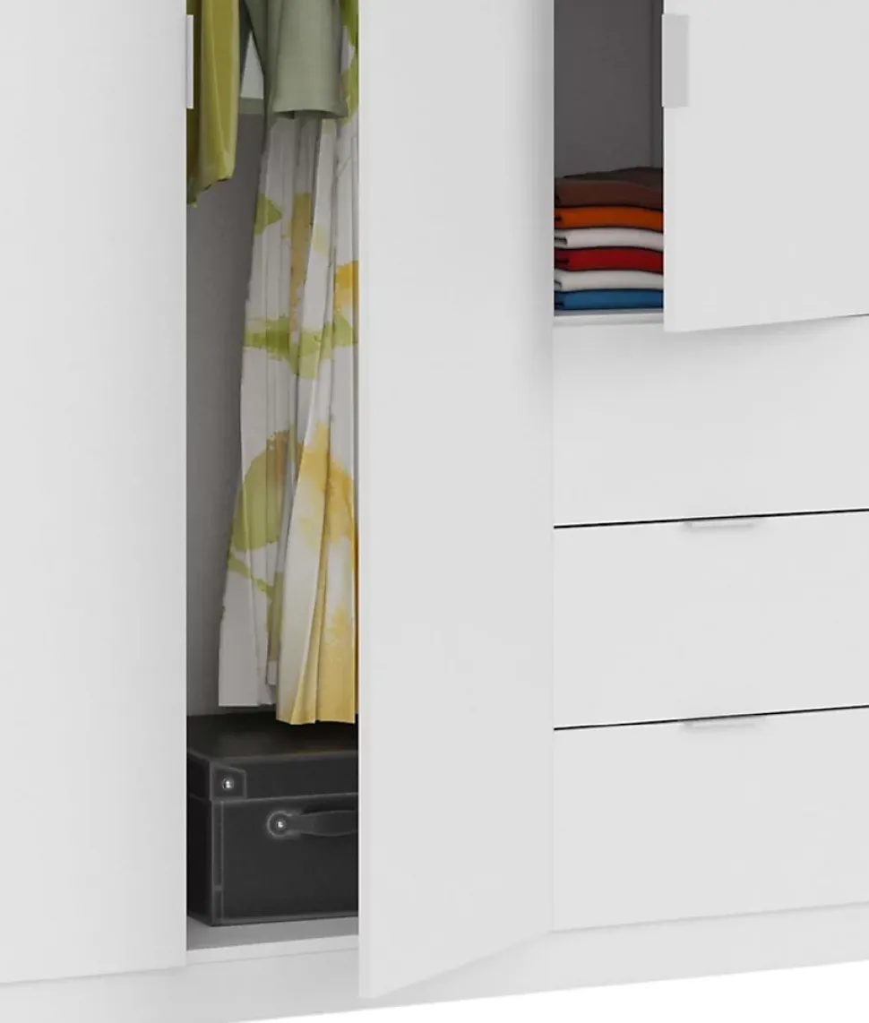 Armoire avec 3 portes coloris blanc - 200 x 135 x 52 cm
