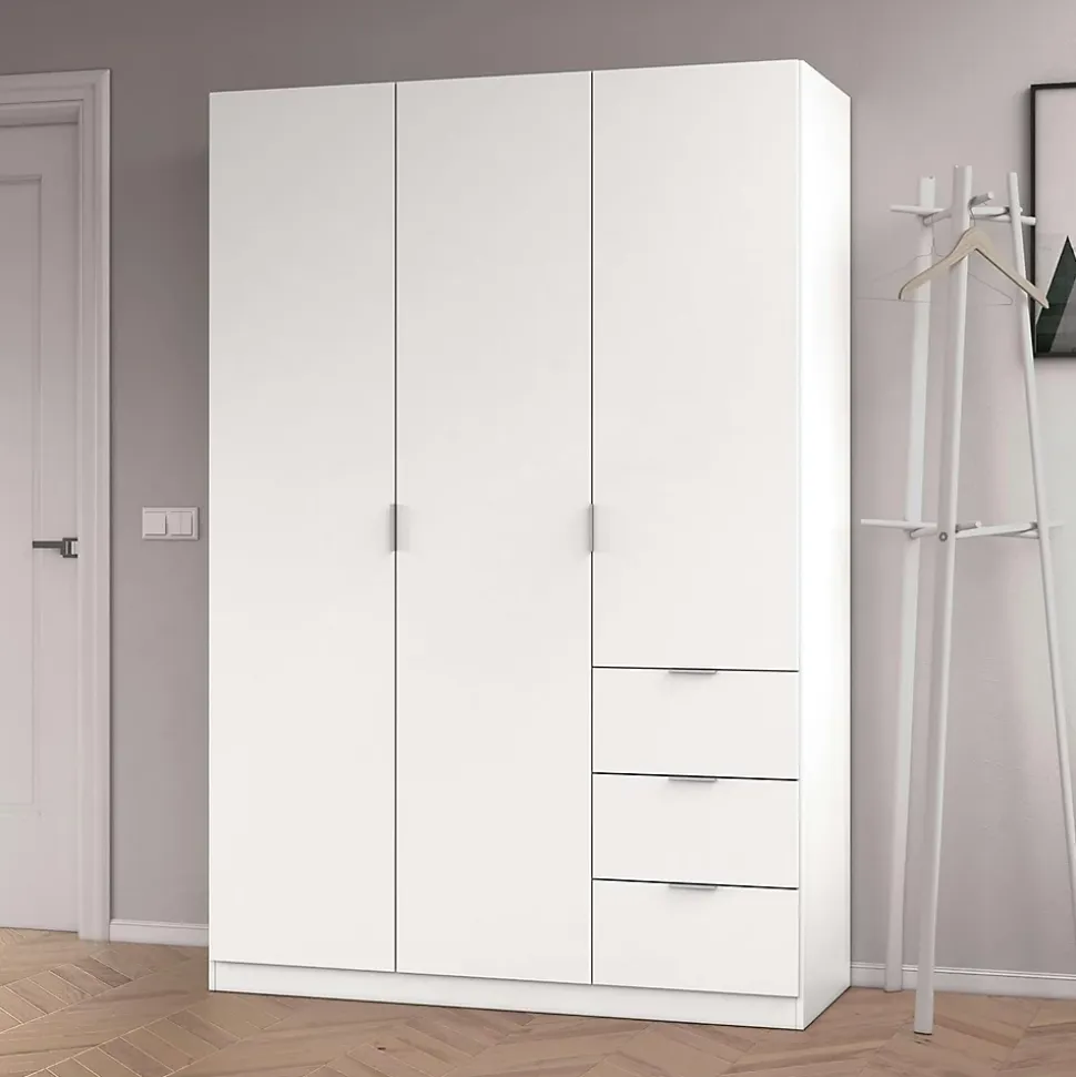 Armoire avec 3 portes coloris blanc - 200 x 135 x 52 cm