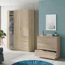 Armoire avec 3 portes coloris chêne canadien - 200 x 135 x 52 cm