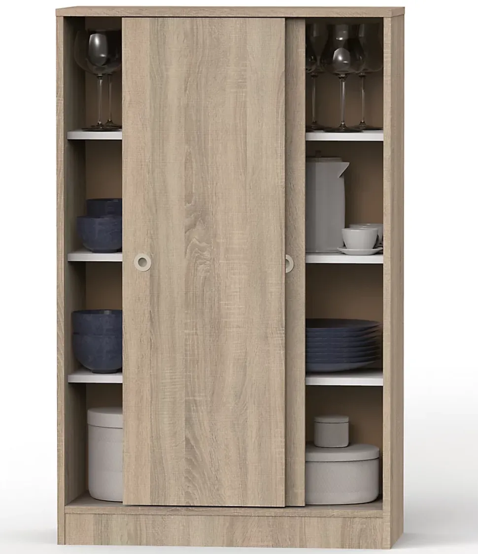Armoire avec 2 portes coulissantes coloris Cambrian - Hauteur 120 x Longueur 74 x Profondeur 33 cm