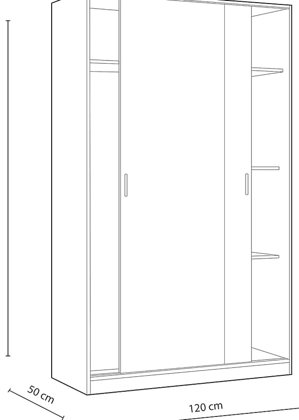 Armoire avec 2 portes coulissantes coloris blanc / chêne canadien - Dim : H 200 x L 120 x P 50 cm