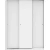 Armoire avec 3 portes coulissantes coloris blanc - Hauteur 200 x Longueur 150 x Profondeur 55 cm
