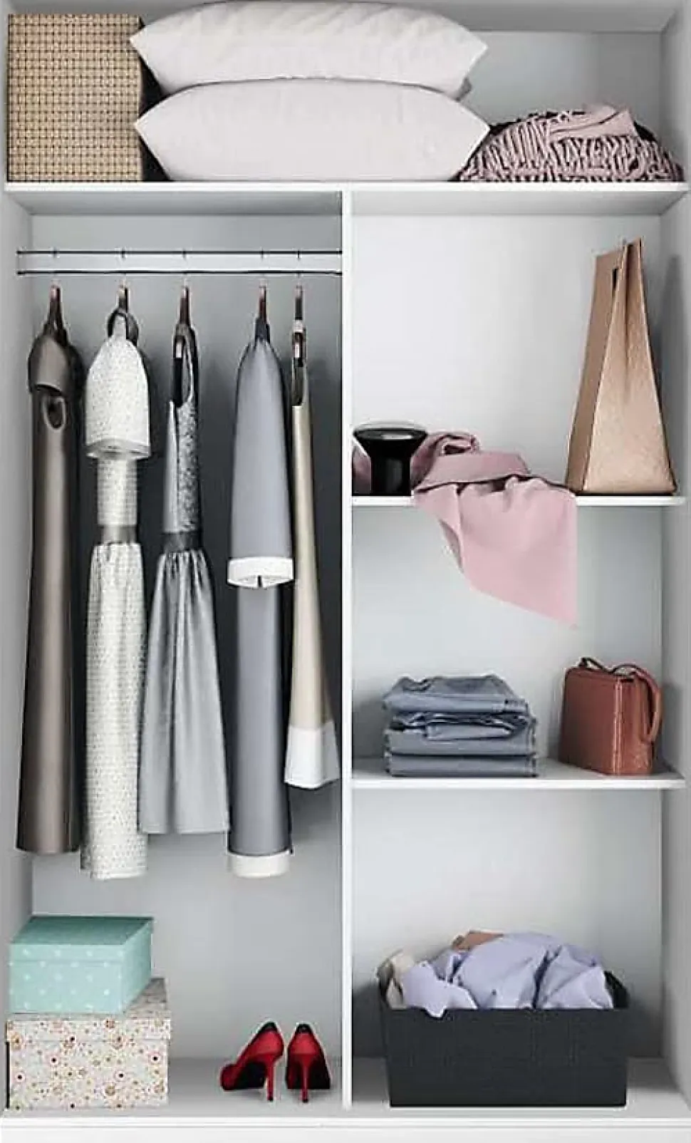 Armoire avec 2 portes coulissantes coloris blanc artic / blanc poli - Hauteur 200 x Longueur 120 x Profondeur 50 cm