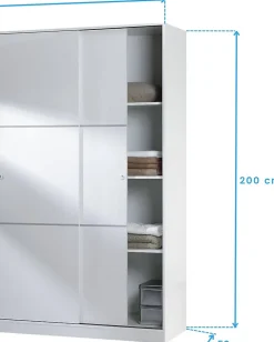Armoire avec 2 portes coulissantes coloris blanc - Dim : L 120 x H200 x P 50 cm