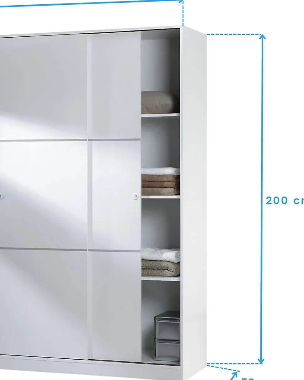 Armoire avec 2 portes coulissantes coloris blanc - Dim : L 120 x H200 x P 50 cm