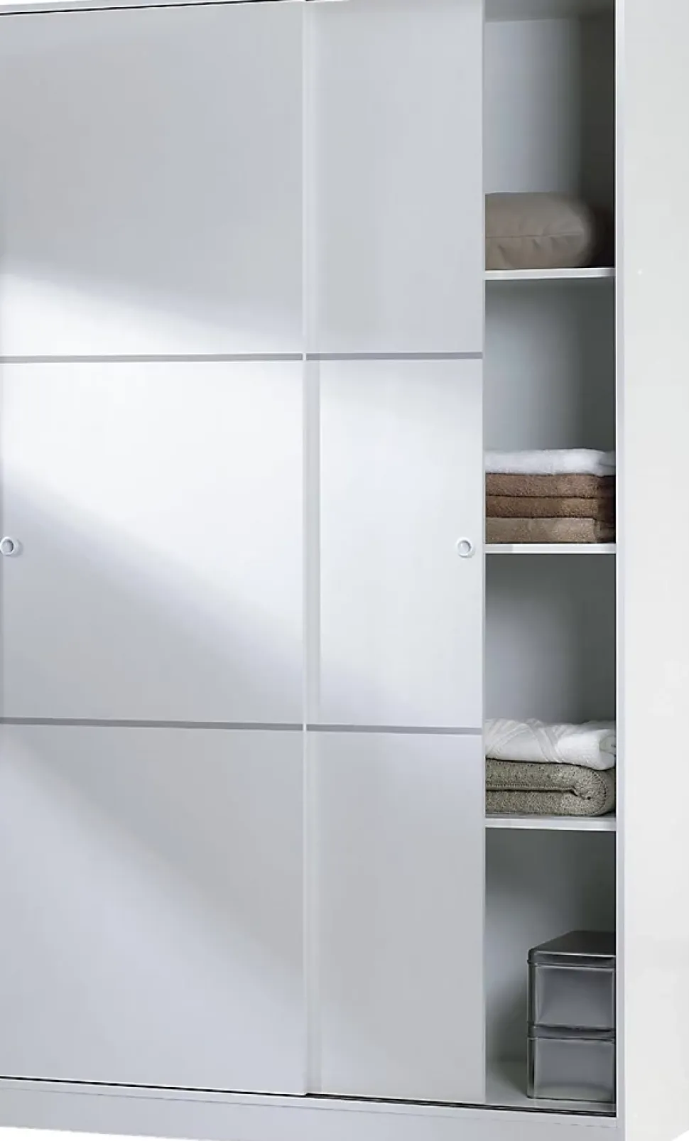 Armoire avec 2 portes coulissantes coloris blanc - Dim : L 120 x H200 x P 50 cm