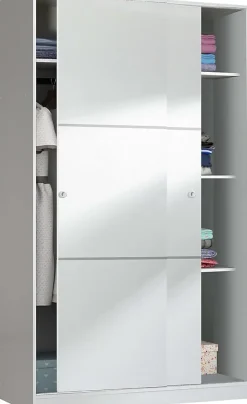 Armoire avec 2 portes coulissantes coloris blanc - Dim : L 120 x H200 x P 50 cm