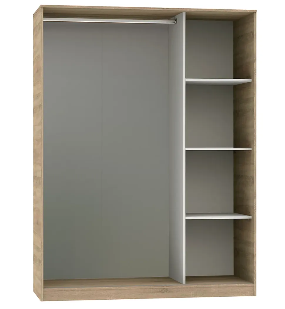 Armoire avec 3 portes coulissantes coloris Cambrian/Blanc - Hauteur 200 x Longueur 150 x Profondeur 55 cm