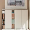 Armoire avec 2 portes coulissantes coloris blanc - Hauteur 120 x Longueur 74 x Profondeur 33 cm