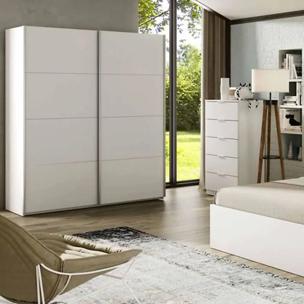 Armoire avec 2 portes coulissantes coloris blanc artik - Longueur 150 x Profondeur 60 x Hauteur 200 cm