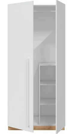 Armoire avec 2 portes en panneaux de particules mélaminés blanc artik/chêne - Longueur 90 x Profondeur 52 x Hauteur 200 cm