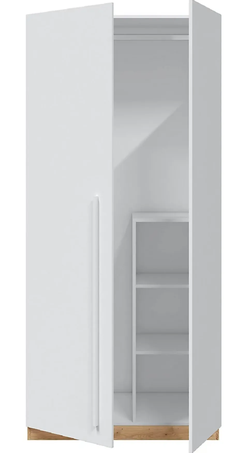Armoire avec 2 portes en panneaux de particules mélaminés blanc artik/chêne - Longueur 90 x Profondeur 52 x Hauteur 200 cm
